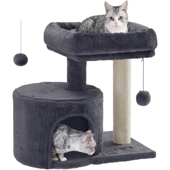 New Cat Tree Tower, Smoky Gray Condo with Sisal Scratching Post for Kittens - Picture 3 of 9